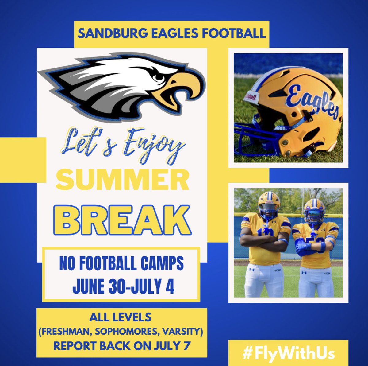 Enjoy the off week! 
#Team71
#FlyWithUs 🟡🔵🦅🏈