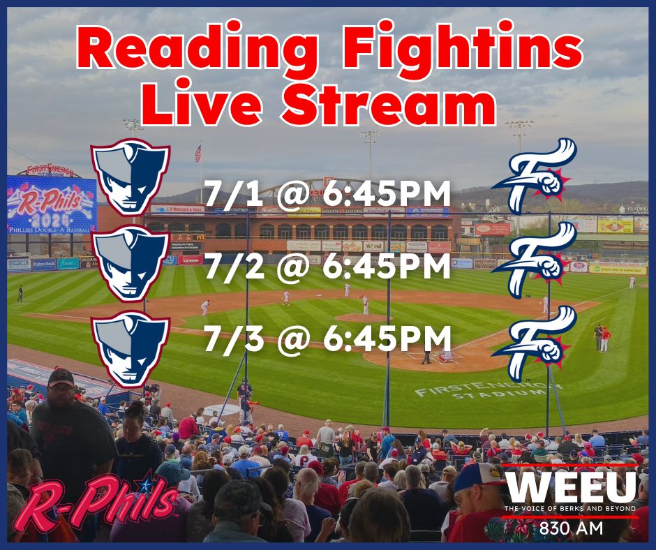 WEEU's online broadcast of the R-Phils continues this week when the Fightin Phils open up a series against the Somerset Patriots! 

Be sure to tune at 830weeu.com starting this Tuesday! Bob McCool and Jake Starr have the calls! 

You can access the live stream here: