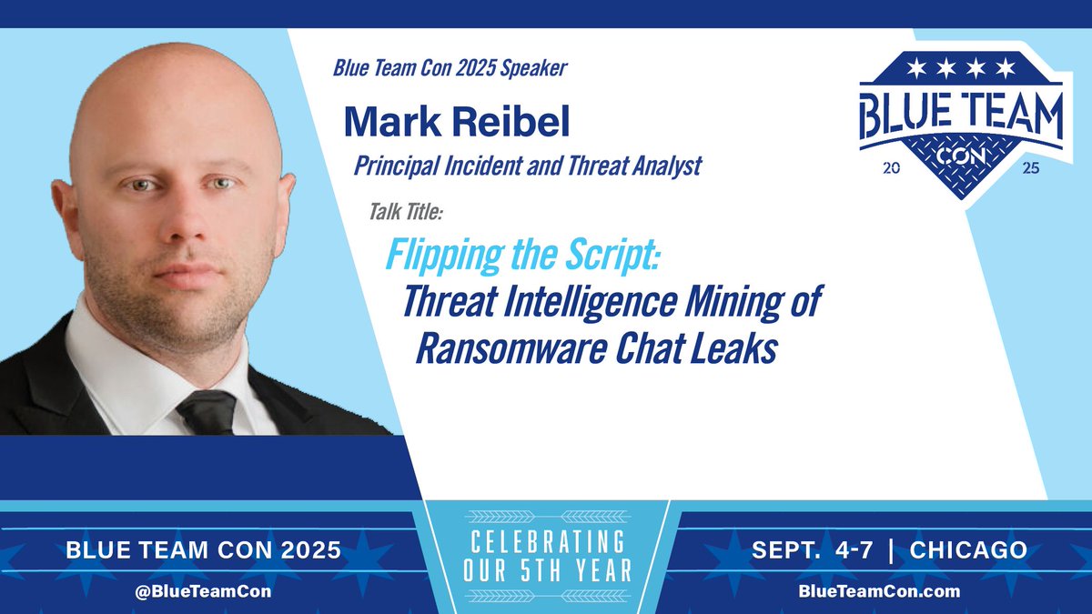 🚨Blue Team Con 2025 Talk Alert🚨

Talk Title: Flipping the Script: Threat Intelligence Mining of Ransomware Chat Leaks 

Presented by: Mark Reibel 

See abstract: blueteamcon.com/directory/flip…
