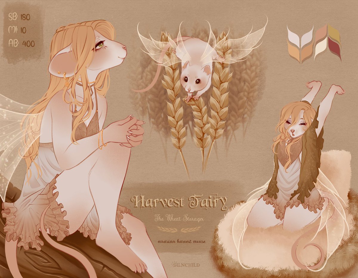 🌾   Harvest Fairy  🌾
The Wheat Storager

(eurasian harvest mouse)

🌾 SB: 180 . MI: 10 . AB: 400

Auction ends 48h after last bid! 

(small changes are acceptable, Shiji-Long modifications as well) 

TH 🏠
toyhou.se/33885656.harve…