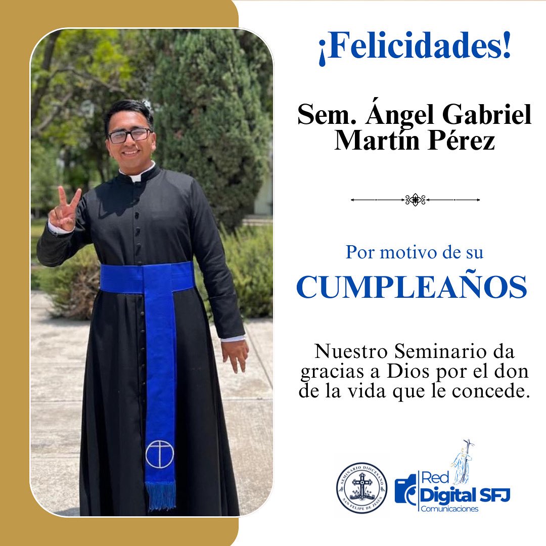 #FelizCumpleaños🎂 |Hoy queremos felicitar a nuestro hermano seminarista Ángel Gabriel, del tercer año de la etapa discipular, por motivo de su cumpleaños.🙏

Dios te siga bendiciendo y nos unimos en oración por ti ✝️ ¡Muchas felicidades!🥳