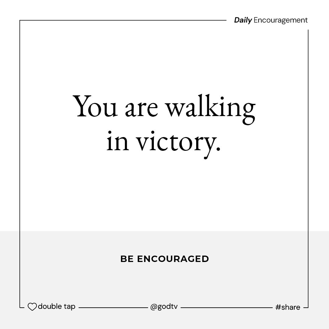 GODTV's tweet photo. You are walking in victory.
π 1 Corinthians 15:57
Thanks be to God who gives you the victory through Jesus!
π₯ Watch now: https://t.co/DFiJwuOO2y
#GODTV #VictoryInJesus #WalkInVictory https://t.co/QQGQTdp3lw