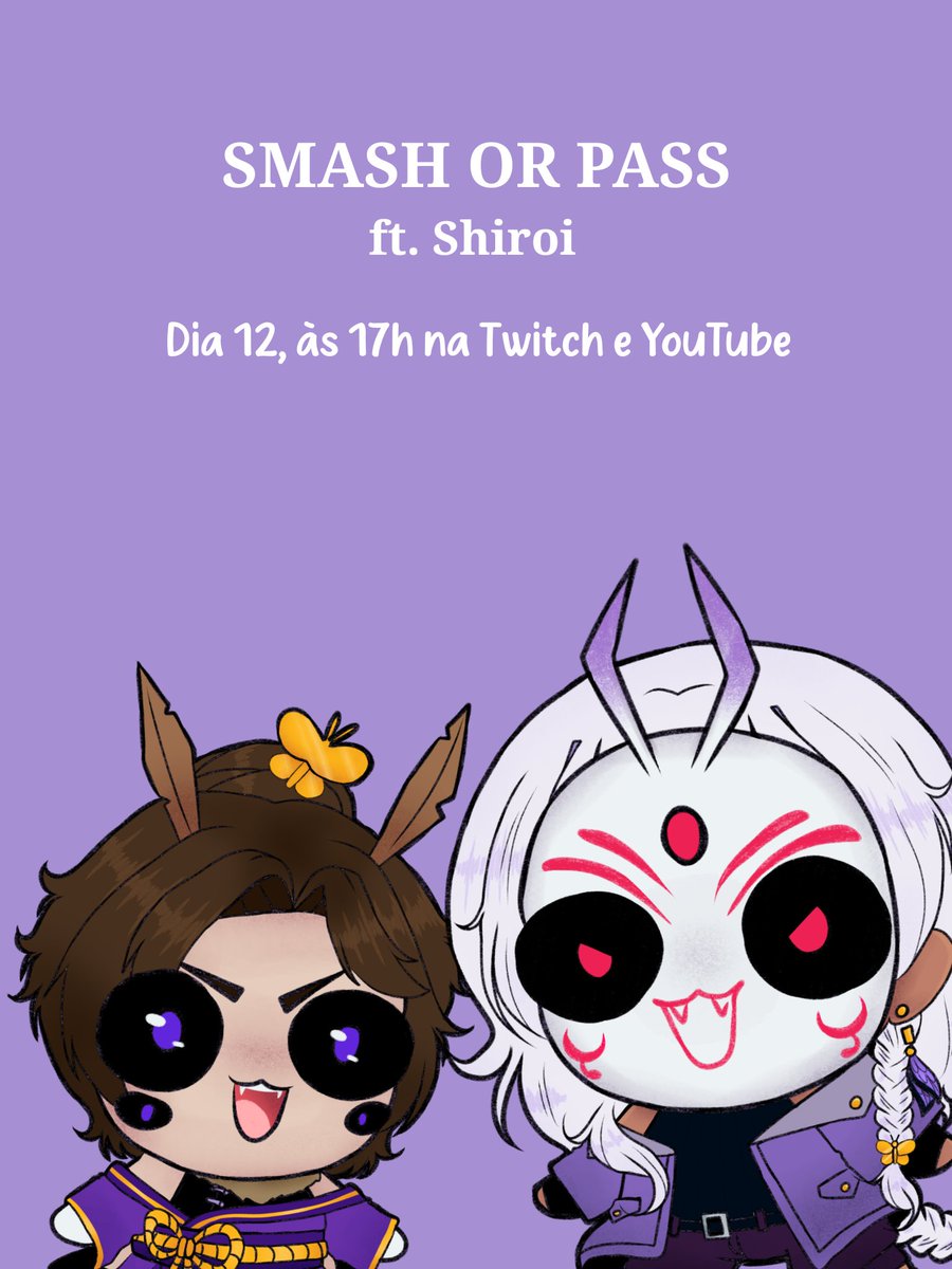 Leona #ASDT 🦋🎭 COMMS FECHADO (@rleona_art) on Twitter photo SMASH OR PASS ft. <a href="/ShiroiTheMoth/">Shiroi Tsubaki🦋🌙💤</a>
Dia 12 as 17h teremos collab de Smash or Pass com a mariposa safada, coloque seu png aqui nos comentários e fale um pouco sobre você.
Lembrando que é tudo na brincadeira!!! SMASH OR PASS ft. <a href="/ShiroiTheMoth/">Shiroi Tsubaki🦋🌙💤</a>
Dia 12 as 17h teremos collab de Smash or Pass com a mariposa safada, coloque seu png aqui nos comentários e fale um pouco sobre você.
Lembrando que é tudo na brincadeira!!!