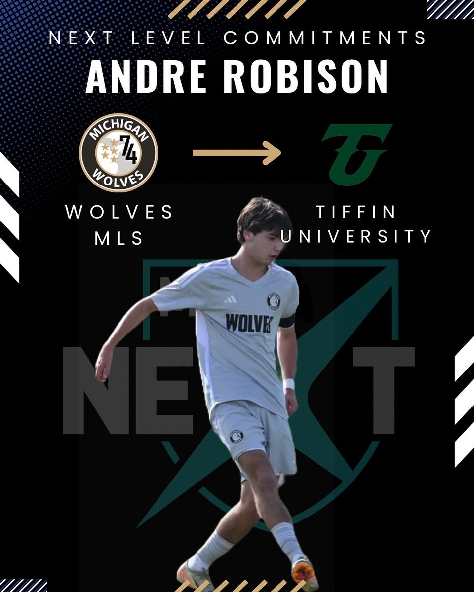 MichWolves1974's tweet image. 🎉 NEXT LEVEL COMMITMENT SPOTLIGHT 🎉
We’re proud to announce that Andre Robison has committed to continue his soccer journey at the next level with Tiffin University! ⚽

From Michigan Wolves ➡️ Tiffin University 

#CollegeSoccerCommitment #NCAACommitment #Wolvesway