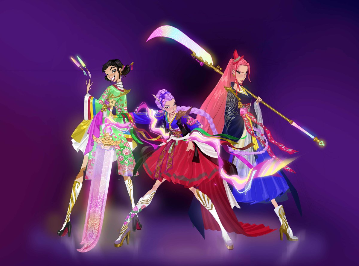 joune5064's tweet image. Some variations for Huntrix Hanbok(1/2) 🌸
#KPOPDEMONHUNTERS