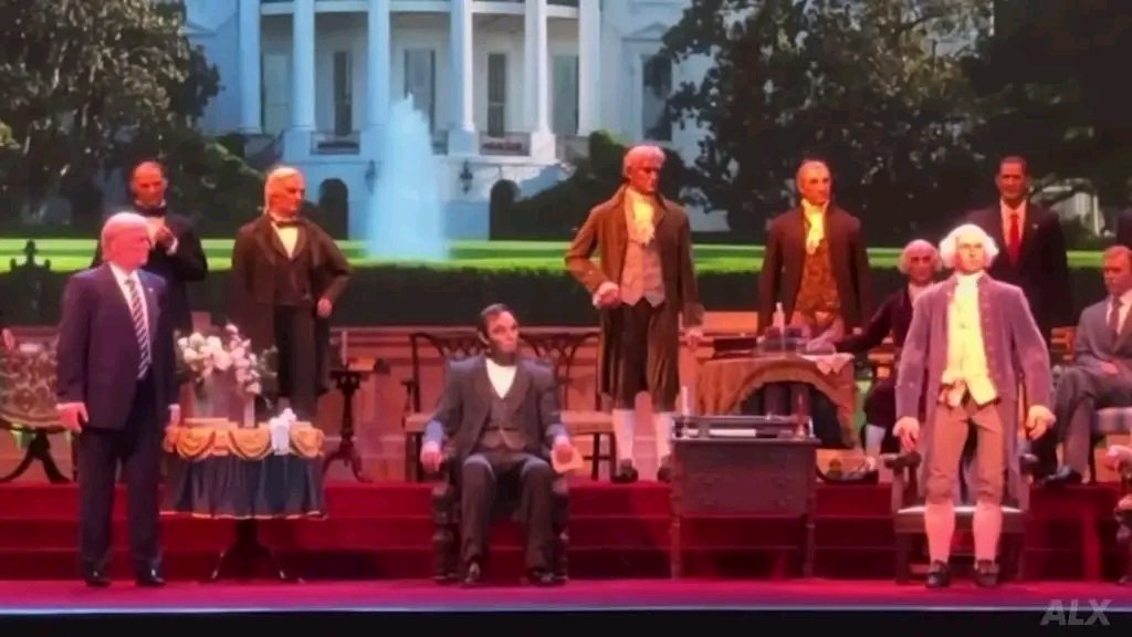 Amanda Pitts (@amanda_pitts12) on Twitter photo Donald Trump is back at Disneyβs βHall of Presidentsβ Donald Trump is back at Disneyβs βHall of Presidentsβ