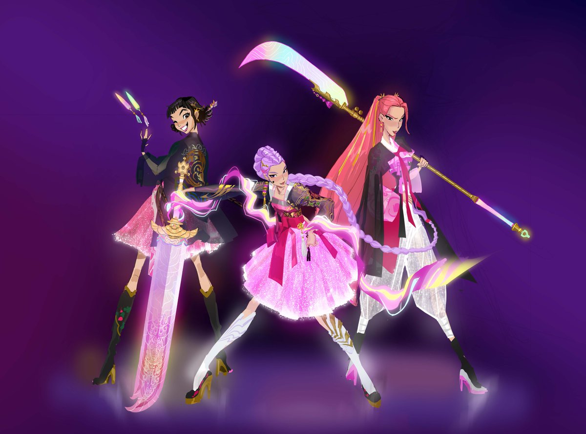 joune5064's tweet image. Some variations for Huntrix Hanbok(2/2) 🌸 #KPOPDEMONHUNTERS