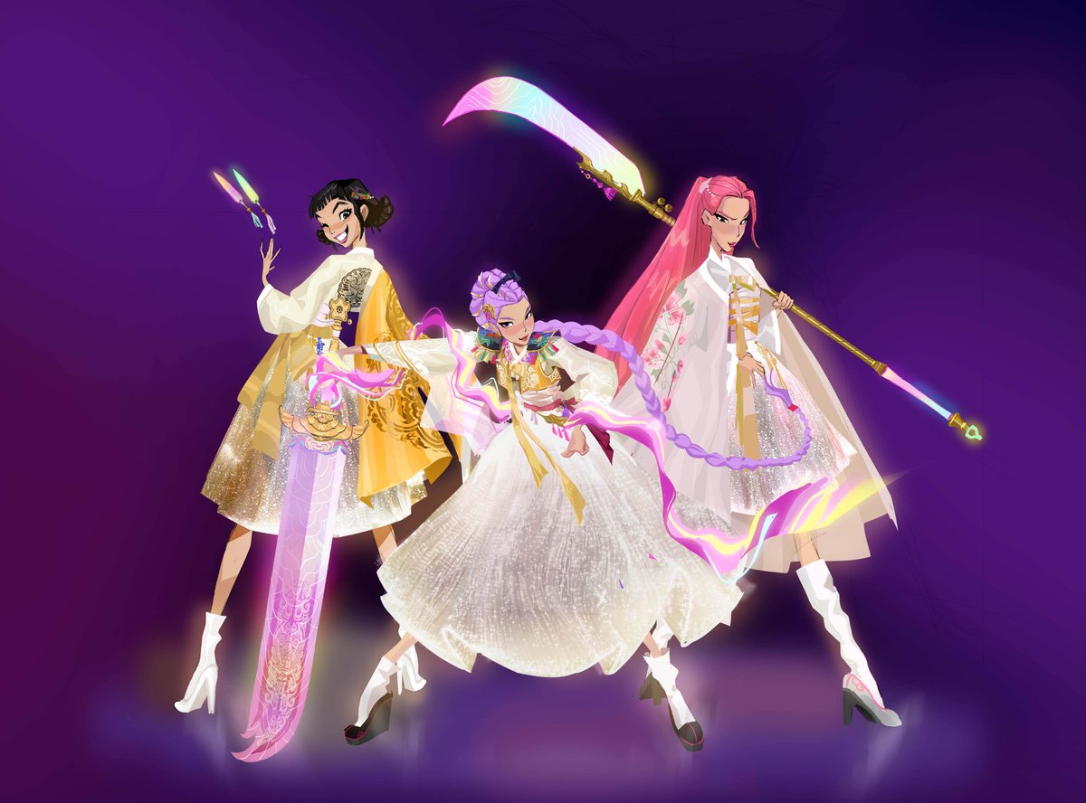joune5064's tweet image. Some variations for Huntrix Hanbok(2/2) 🌸 #KPOPDEMONHUNTERS