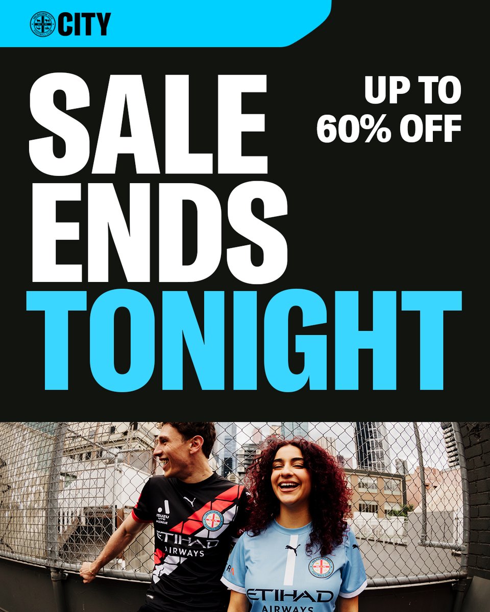 ⏳ DON'T MISS OUT! ⏳

Our end-of-season sale ends 𝙩𝙤𝙣𝙞𝙜𝙝𝙩! There's up to 60% off across our online store - but you'll have to get in quick 💨

🛍️ melbc.it/merch