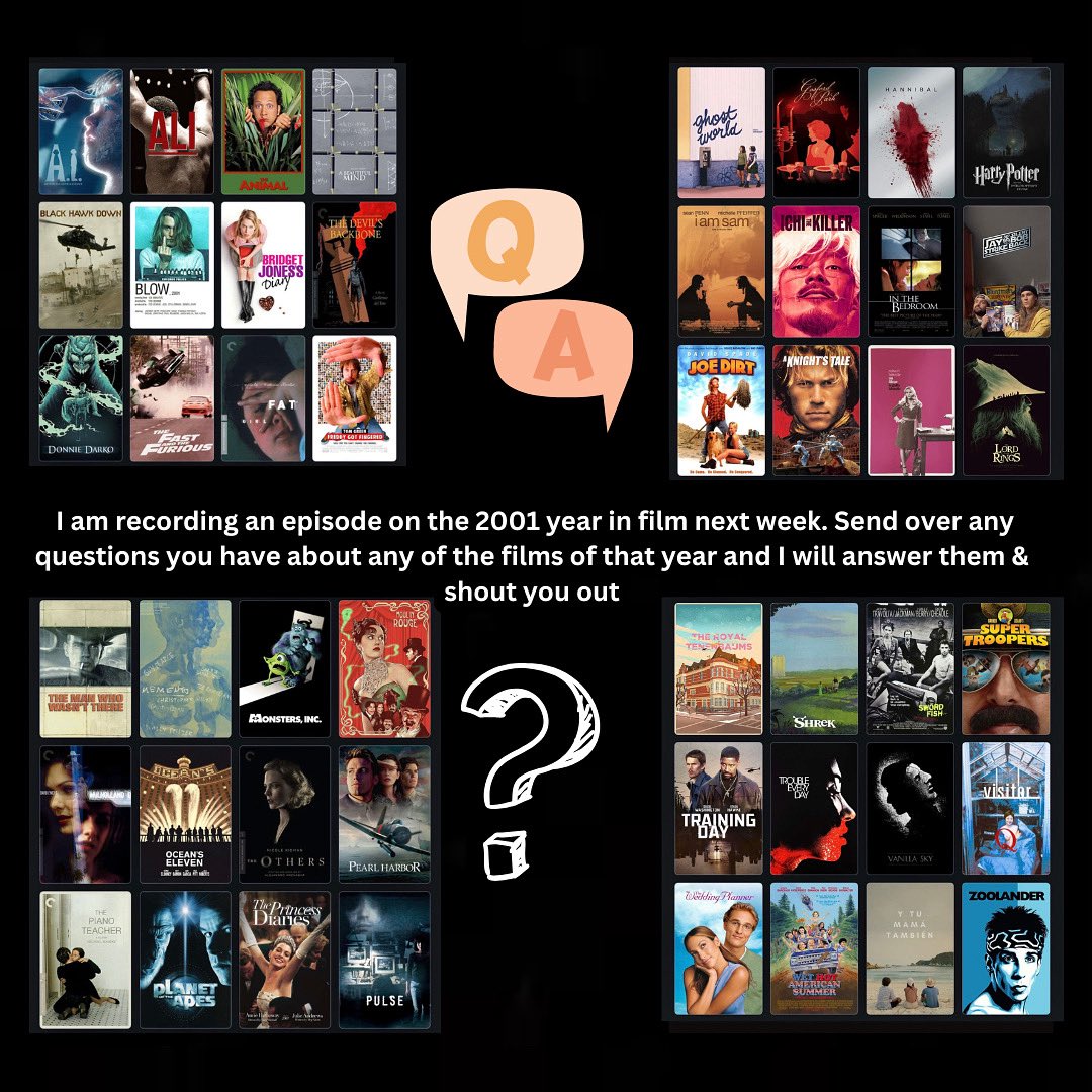 Last call to send in your 2001 questions before Adam and <a href="/brittsbyhobnob/">Britt Reinholz-Hobson</a> from <a href="/1001by1/">1001 by 1</a>, and I cover this film year next week!

Get weird, get wild, get crazy, and I’ll answer them/shout you out
