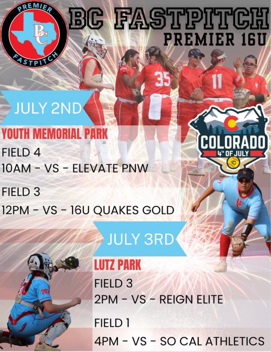 Kealy Custead (2028) (@kcustead09) on Twitter photo Finally that time! Come out and watch my team and I compete at the Colorado Sparkler!! 🎇🧨
<a href="/BC16UPremier/">BC Fastpitch 16U - Premier</a> <a href="/triplecrownspts/">Triple Crown Sports</a> <a href="/COSparkFire/">CO 4th of July</a> Finally that time! Come out and watch my team and I compete at the Colorado Sparkler!! 🎇🧨
<a href="/BC16UPremier/">BC Fastpitch 16U - Premier</a> <a href="/triplecrownspts/">Triple Crown Sports</a> <a href="/COSparkFire/">CO 4th of July</a>