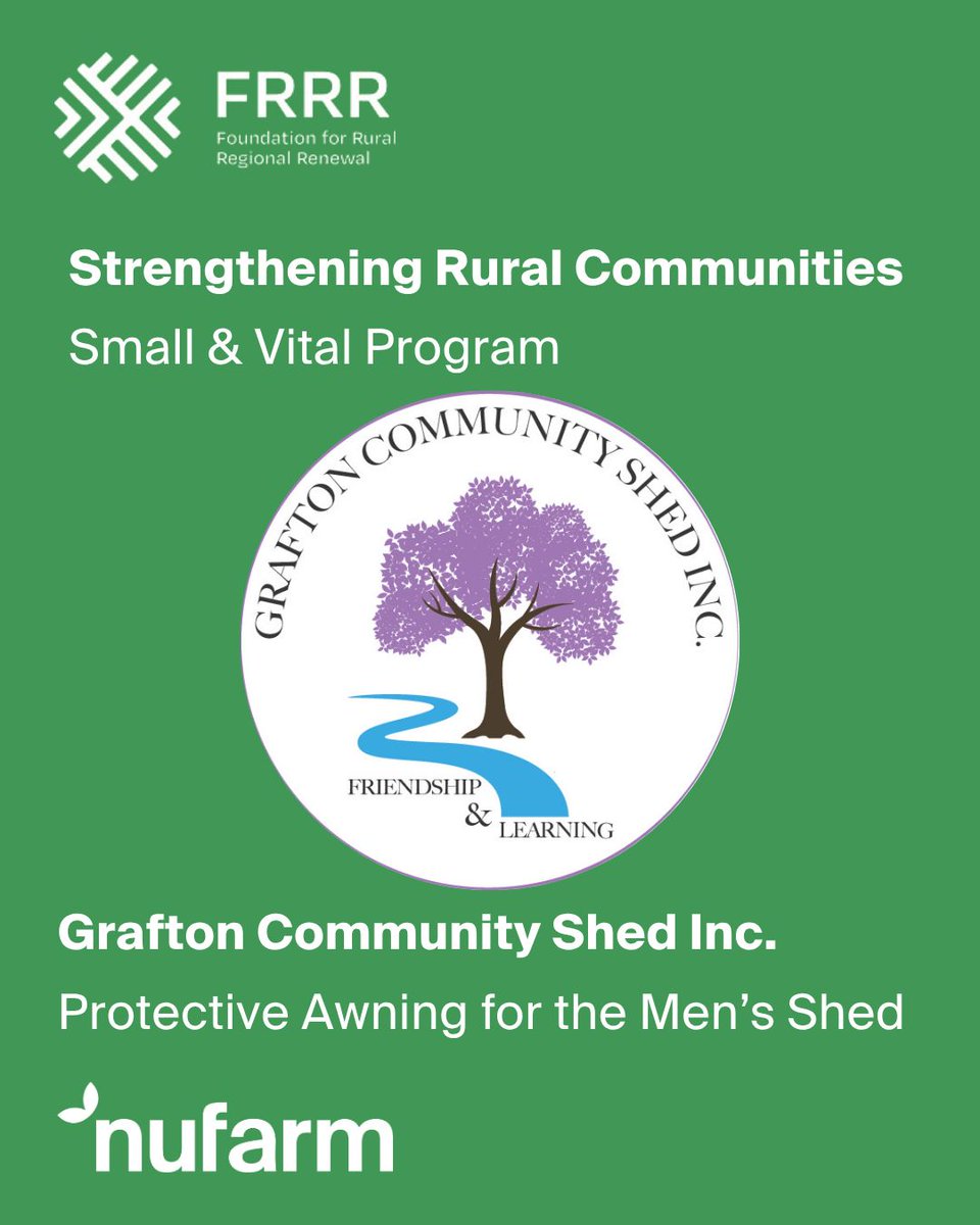 From paddock to people 🌱
With support from #NufarmSeeds and the <a href="/FRRR_Oz/">FRRR</a> SRC program, #Grafton Community Shed installed an awning to provide shade and weather protection for their Men’s Shed, boosting comfort and inclusion for all. ☀️
#FRRR #RuralCommunities