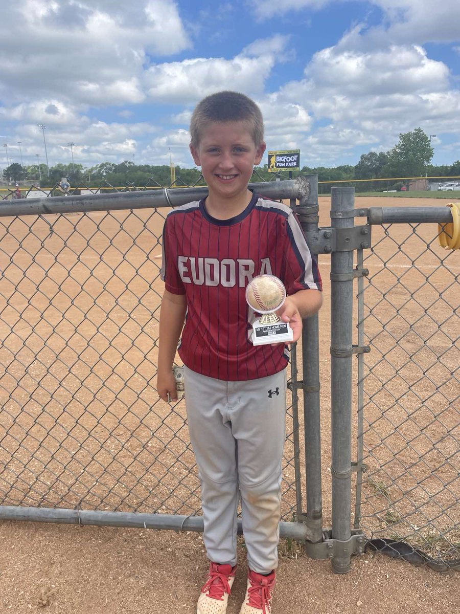 Big shout out to Corbin Termeer of the Eurdora Cardinals! Corbin rocked this ball over the fence on  Field 11 Saturday during 3&amp;2's Stars and Strikes tournament and cleared the bases! Great hit Corbin!