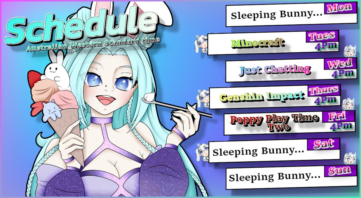 This Week's Stream Schedule for  30th June -  July 6th
My links: 
Twitch:twitch.tv/mummyluna

Tiktok:tiktok.com/@mummylunavt?l…

YouTube:youtube.com/@Lunamummy

#Twitch #Streamer #Vtuber #ENVtuber #VTuberUprising