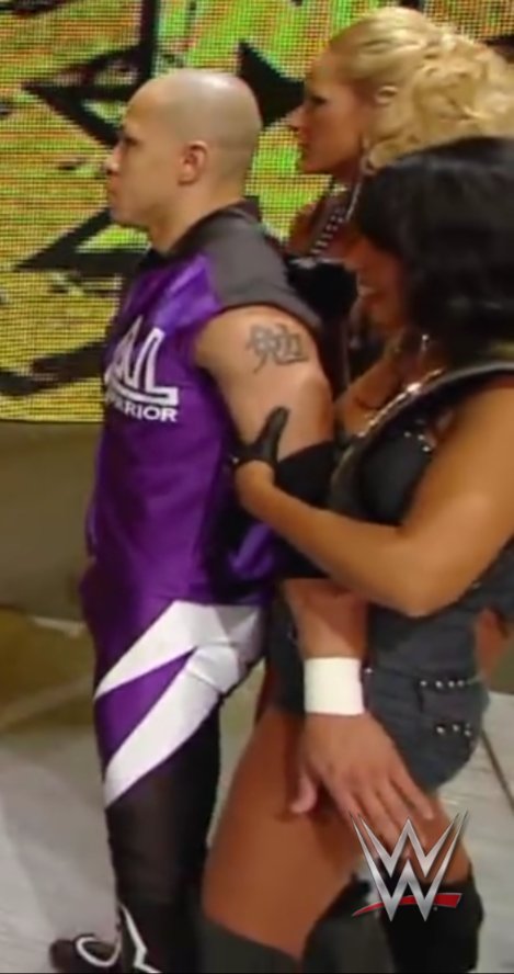 FBEENEEOY's tweet image. I loved how protective @OneWorldWarrior was of #LayCool (@McCoolMichelleL &amp;amp; @mslayel).