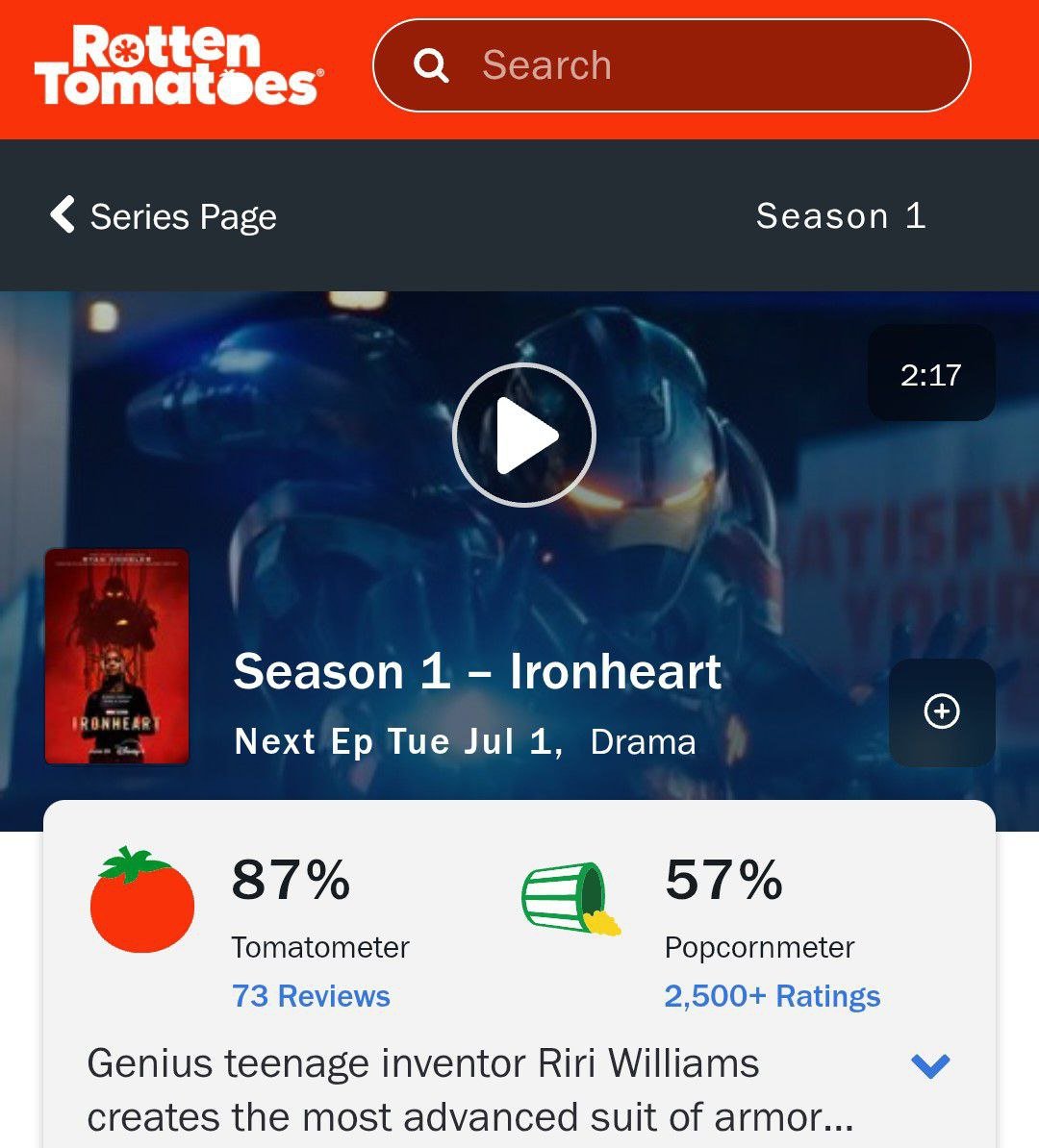 marvel_updat3s's tweet photo. #Ironheart has become the third highest-rated MCU project of Phase 5 on Rotten Tomatoes. https://t.co/NvI3banuOG