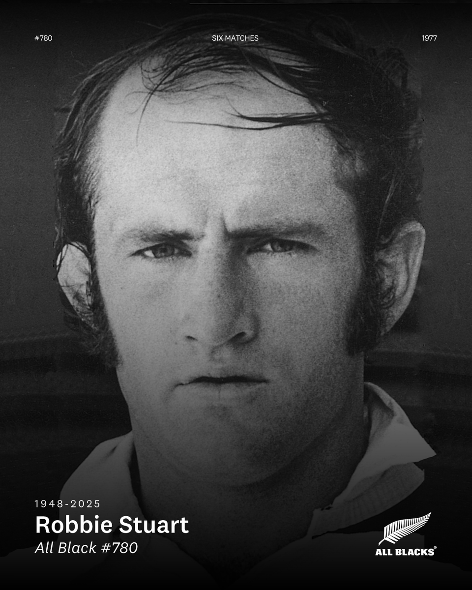 We are saddened by the passing of All Black #780 Robbie Stuart, aged 77.
 
He played 6 matches for the All Blacks in 1977, and was a pillar of Hawke’s Bay rugby, playing 120 games. 

Our thoughts are with Robbie’s loved ones . Forever part of the All Blacks’ legacy 🖤