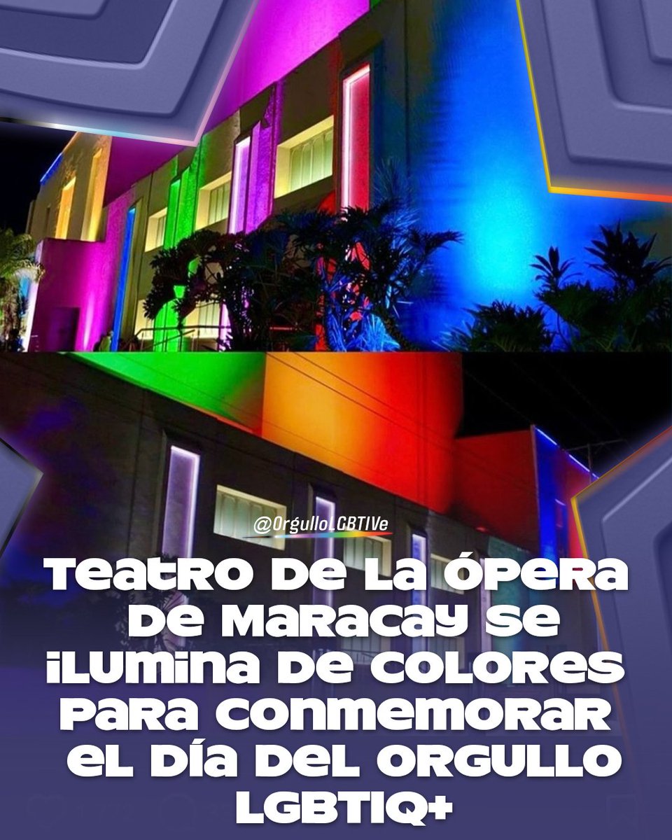 OrgulloLGBTIVE's tweet image. El Teatro de la Ópera de Maracay se ilumina con los colores de la bandera LGBTIQ+ como muestra de apoyo al Día Internacional del Orgullo LGBTIQ+. La iniciativa fue anunciada por la nueva Gobernadora del estado Aragua, Johana Sánchez, quien expresó su res..
instagram.com/p/DLeXmTYINo5/…