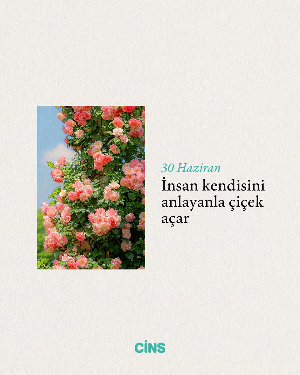 Günlük Cins hatırlatmasıdır:

İnsan kendisini anlayanla çiçek açar.