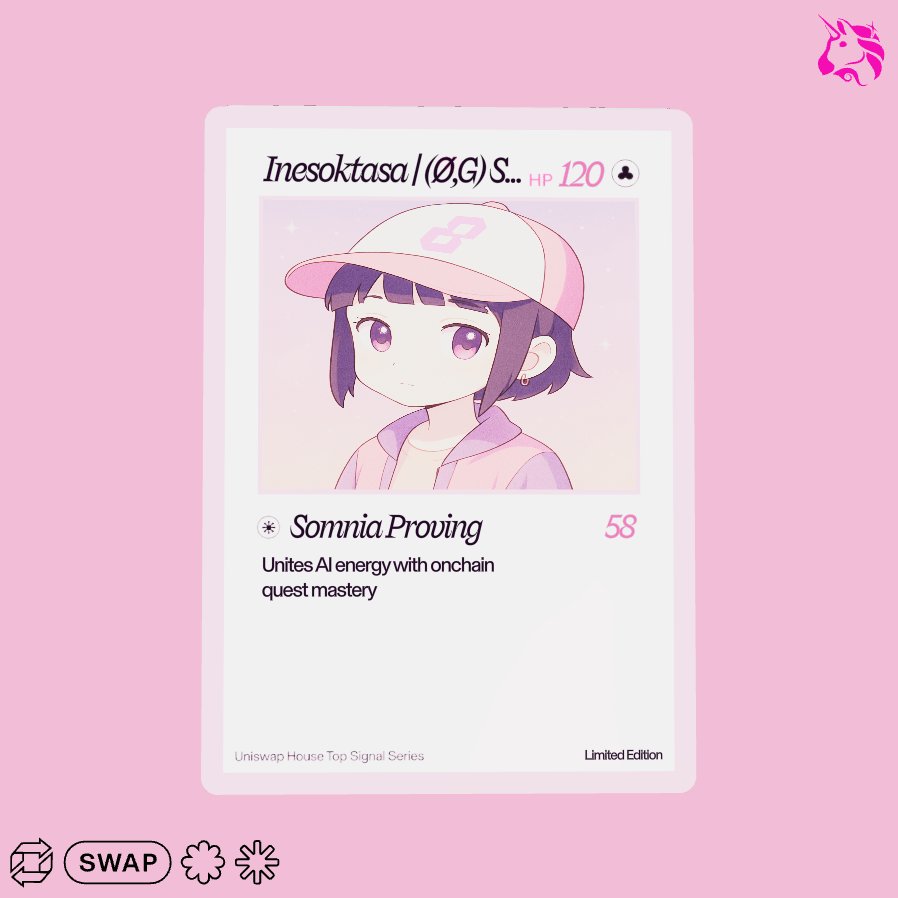 InesOktasa's tweet image. Gsomnia 💜 Somnia Proving @Somnia_Network
Limited Edition @Uniswap Top Signal Cards
 
collect.uniswap.org
@OGSomniac @0xPaulThomas 
#SomniaCreator #MasterCreator