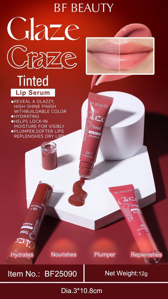BFBeautyCN's tweet image. Glaze Up Your Glow✨
Introducing Glaze Craze Serum Tinted Lip Gloss💋 
Hydrating, nourishing, and packed with shine! 
Leaves lips plump, soft, and radiant with buildable color💦
WAS:189 6605 3509
📩DM us for custom orders!
#LipGloss #PrivateLabelCosmetics #MakeupFactory #BFBeauty