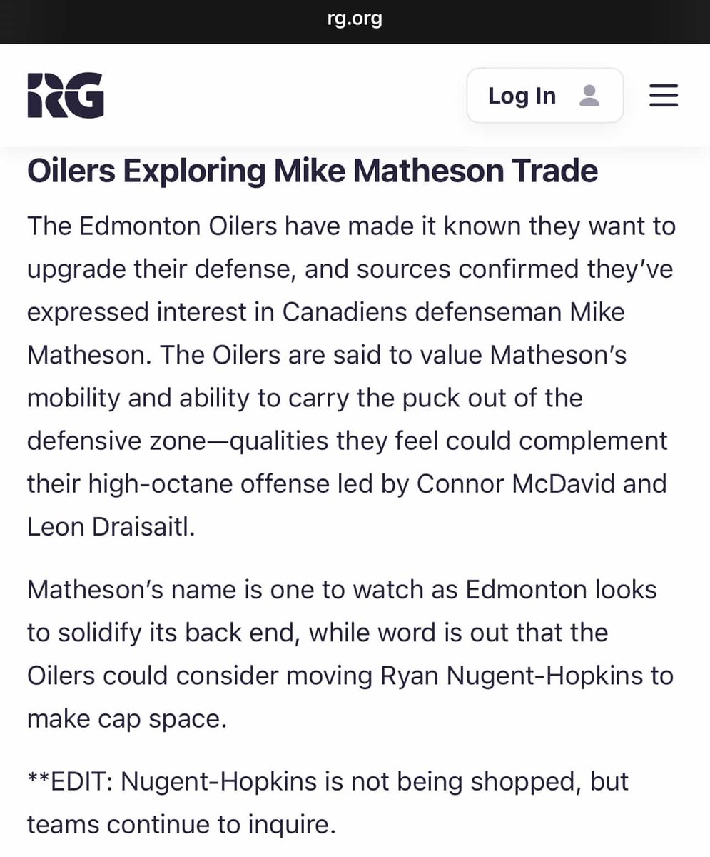KailerMemeamoto's tweet image. 2025 and fake Nugent Hopkins trade rumours are still circulating 😭😭😭😭 for shame bro