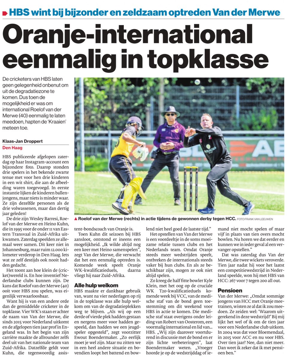 “Orange-international eenmalig in topklasse” - AD/HC 30-06-2025 <a href="/HBScricket/">HBS Cricket</a>