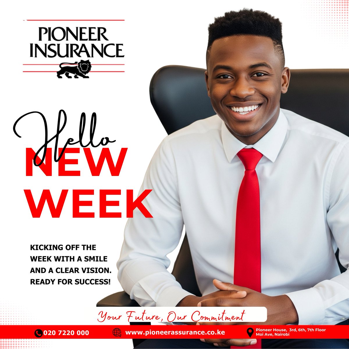 Kicking off the week with a smile and a clear vision. Ready for success!

#PioneerInsurance #NewWeekNewGoals #ReadyForSuccess #InsuranceSolutions #ProtectYourFuture #LiveWithConfidence #MondayMotivation #SecureYourTomorrow
