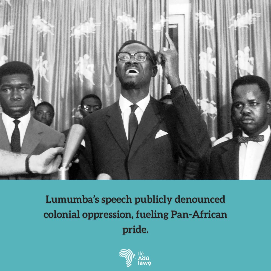 🇨🇩 June 30, 1960 – Congo declares independence from Belgium, with Patrice Lumumba delivering a powerful speech:

“Independence was won in struggle… a fight in which we spared neither our strength, nor our suffering, nor our blood.” 🌍✊🏿
#CongoIndependence #PatriceLumumba