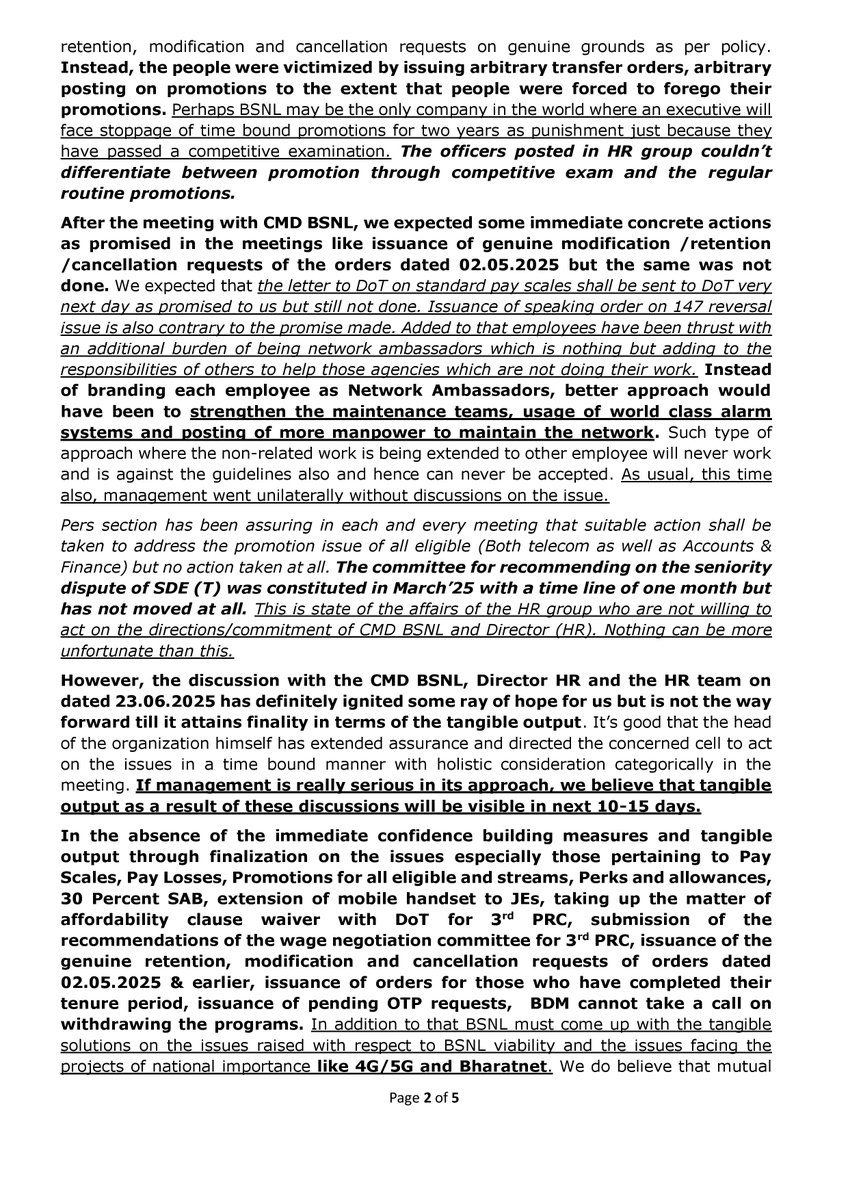 AIGETOA , Recognised Association of BSNL tweet media