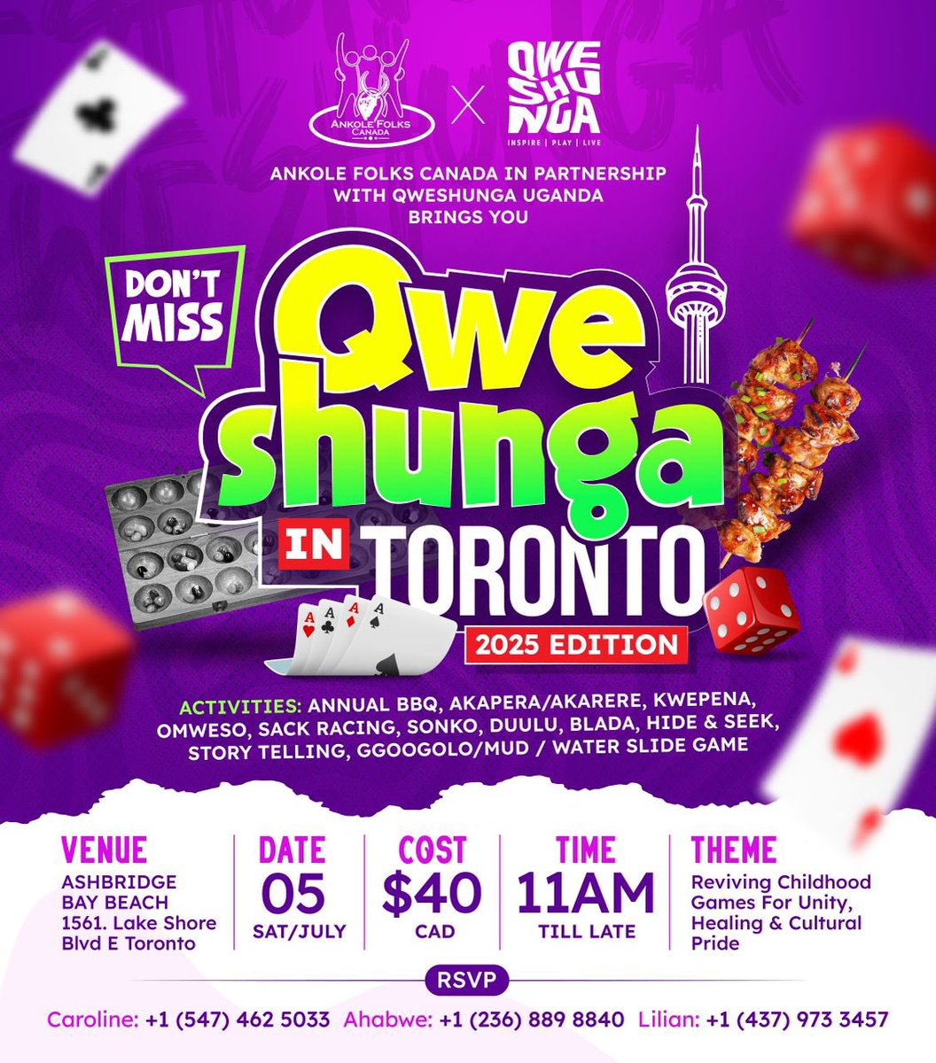 qweshunga's tweet image. This weekend!
📍Ashbridge bay beach Toronto
⏰ 11am till late
Gwanga Mujje!
@AnkoleFolks_ON
#qweshunga #InspirePlayLive #QweshungaInToronto