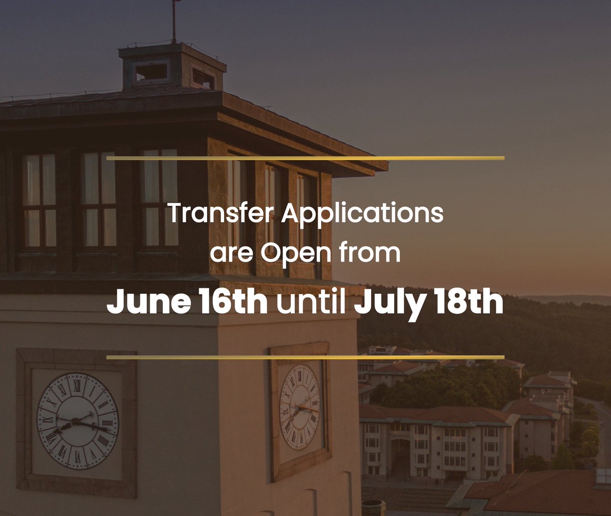 📣 Thinking of transferring to Koç University?
Our Transfer Applications are now open from June 16th to July 18th!

Take the next step toward an exceptional academic journey in Istanbul. 🏛️✨
👉 Learn more and apply here: registrar.ku.edu.tr/en/admission/t…