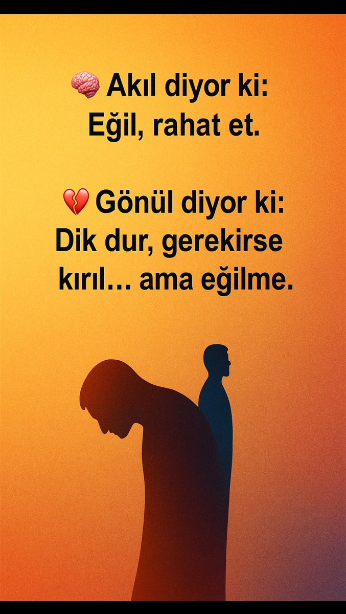 Epayci33's tweet photo. Hayat çoğu zaman bizi bu iki sesin arasında bırakır.
Biri konforun, diğeri onurun sesidir.
Biri “yolu seç”, diğeri “duruşu koru” der.

🎯 Hayatta bazı bedeller vardır, sadece doğru durduğumuz için öderiz.
Ama unutma:
Boyun eğen çok olur, ama iz bırakan hep dimdik duranlardır. https://t.co/l7orTjFwdM