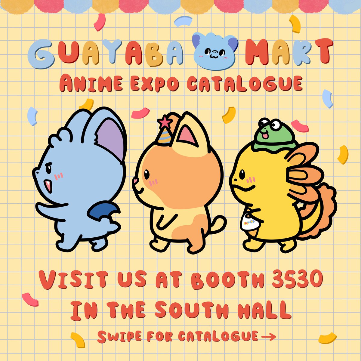 gyozados's tweet photo. Hey friends attending #animeexpo I'm going to be there with a great big booth promoting my lil mascot characters 🥹 if yall like cute lil guys check my characters out and maybe grab a plushie! I'm doing some promos too so come by #animeexpoxatalogue #AX2025 #AX2025ArtistAlley https://t.co/8q4oWvPWjD