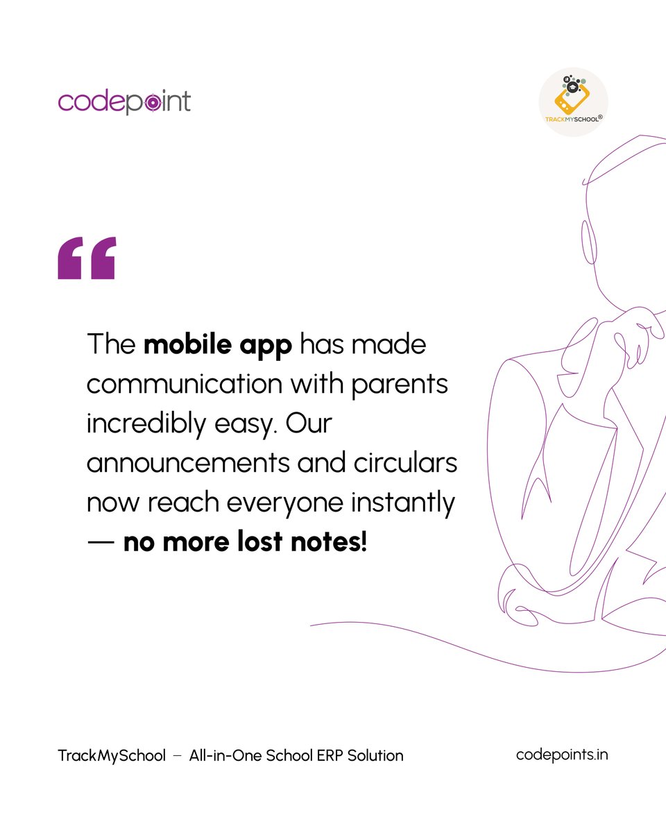 Codepoint_Sfw's tweet photo. 🏫 Voices from Our Schools
From better communication to smarter operations — hear how TrackMySchool is making a difference every day. 🌐
#SmartEducation #TrackMySchoolImpact #TrustedBySchools #EdTechSolutions  #SchoolManagement #TechForEducation #TrackMySchool #CODEPOINTSoftwares https://t.co/GumLxswtKf