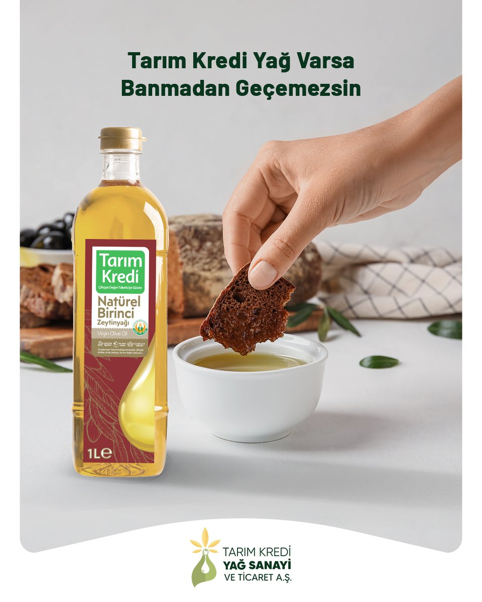 Tüm doğallığıyla sofralara lezzet katan Tarım Kredi yağları, sade haliyle bile başrolde. Çünkü bazen bir lokma ekmek ve gerçek bir zeytinyağı, başka hiçbir şeye ihtiyaç bırakmaz.

#TarımKrediYağ #TarımKrediGrubu