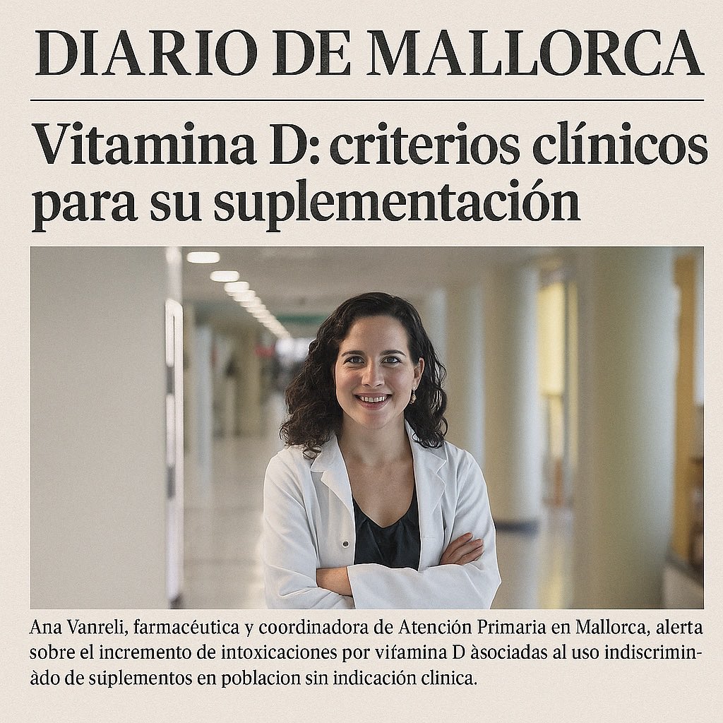 🔬 Vitamina D: no siempre es necesaria

Ana Vanrell (#FAP, Mallorca) alerta del aumento de intoxicaciones por suplementos sin indicación:

🗣️ “Las personas sanas no necesitan tomar suplementos, pueden ser peligrosos”.

👉 diariodemallorca.es/mallorca/2025/…

#SEFAP #AP #AtenciónPrimaria