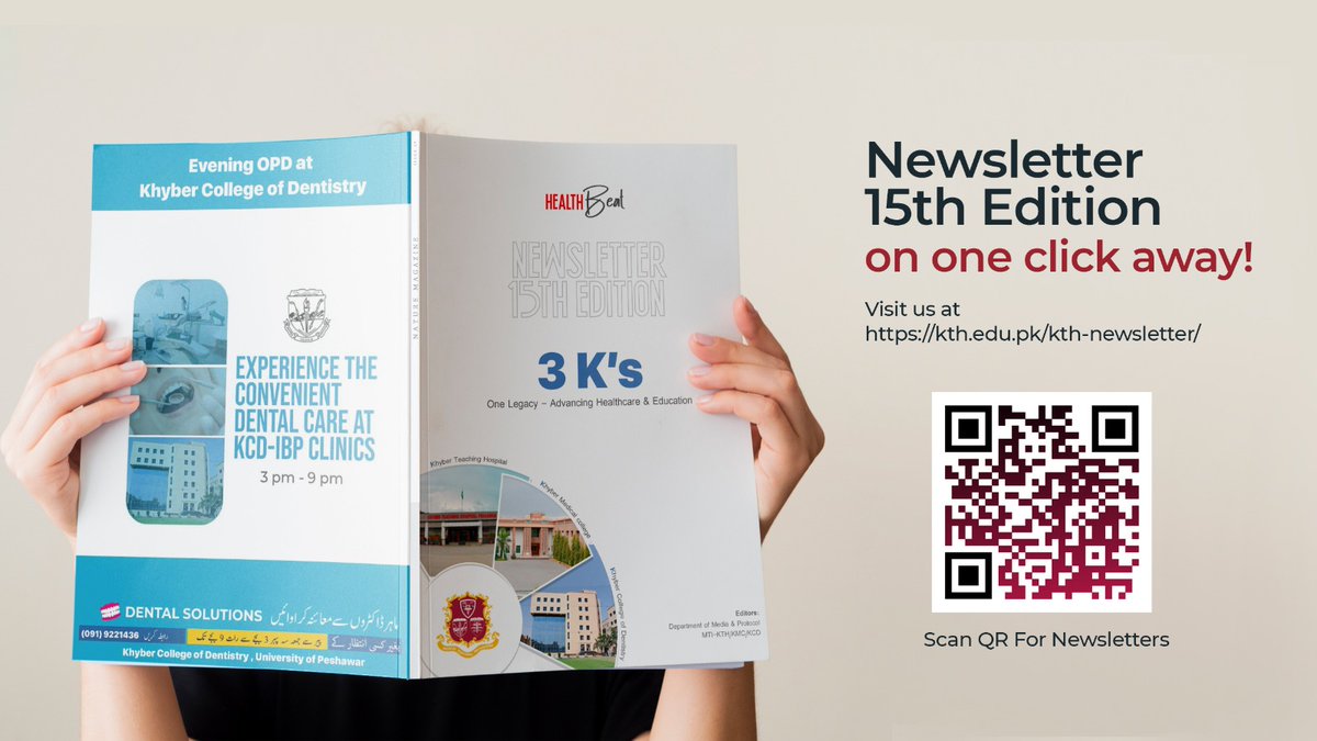 Newsletter 'Health Beat' 15th Edition is now available on just one click away!

Get ready for the latest insights and updates from Khyber Teaching Hospital, Khyber Medical College, &amp; Khyber College of Dentistry.

Access the newsletter with just one click! 
kth.edu.pk/kth-newsletter…