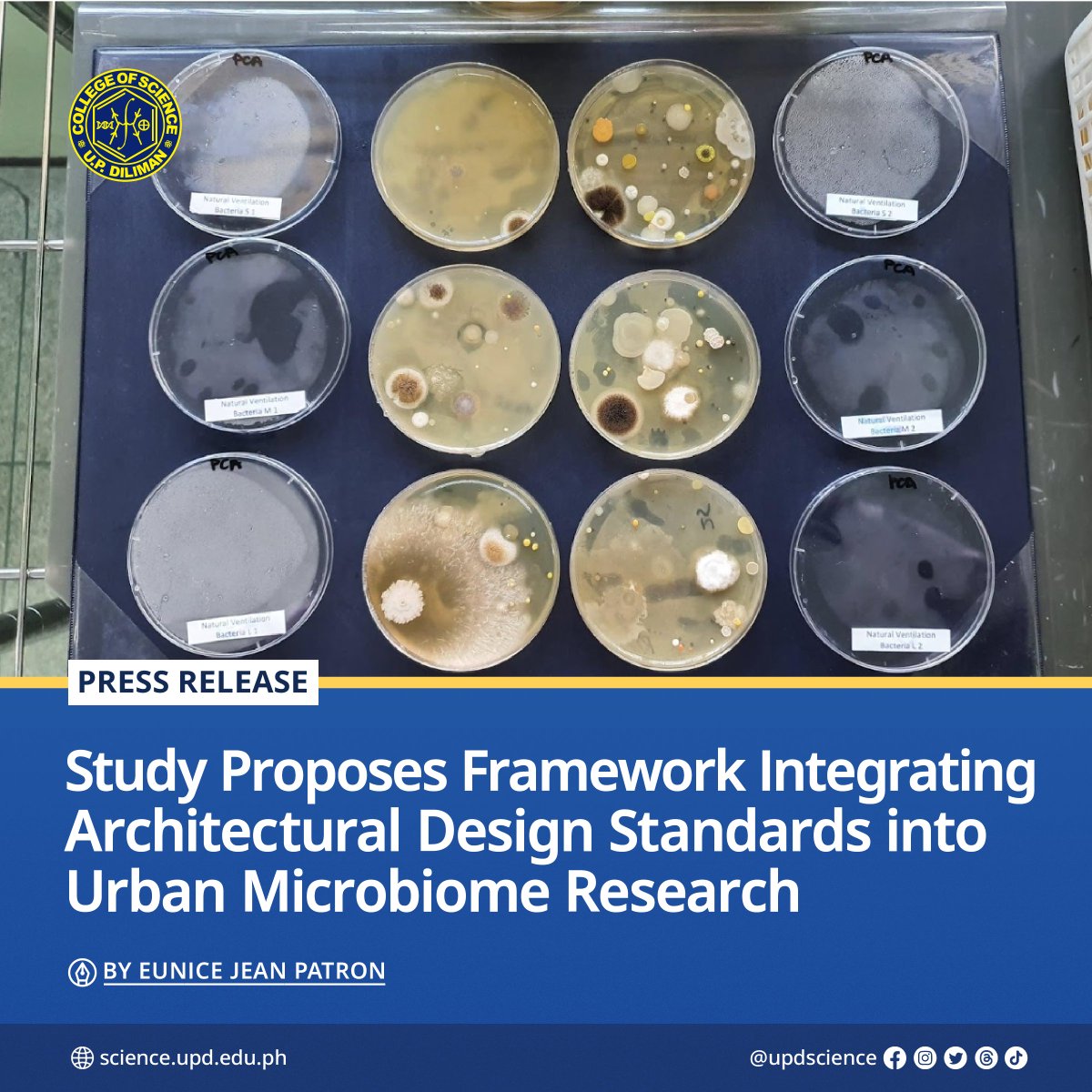 UPDscience's tweet image. Human-built environments can influence our health through microbiomes. People have long been unconsciously influencing microbes through the way we design our built environments. With the right knowledge, we can shape micrbes to support better health.
science.upd.edu.ph/study-proposes…