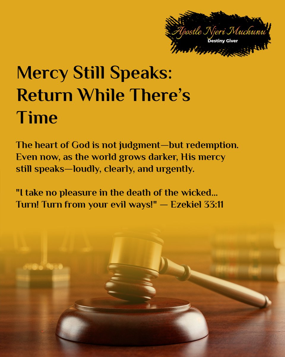 NjeriMuchunu's tweet image. 📣 God takes no pleasure in the death of a sinner. He desires our return.
🩸 His mercy runs deeper than your past.
🕊️ The cross still speaks.
Repent. Be holy. Prepare.
📖 Ezekiel 33:11 
#RepentAndReturn #HolinessIsTheWay #JesusIsComingSoon #HopeInChrist #MercyOfGod #Ezekiel33