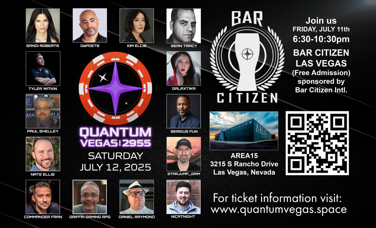 Only 12 days left to get the your tickets for Quantum Vegas 2955! For more information visit our website at quantumvegas.space #StarCitizen #Area15 #LasVegas