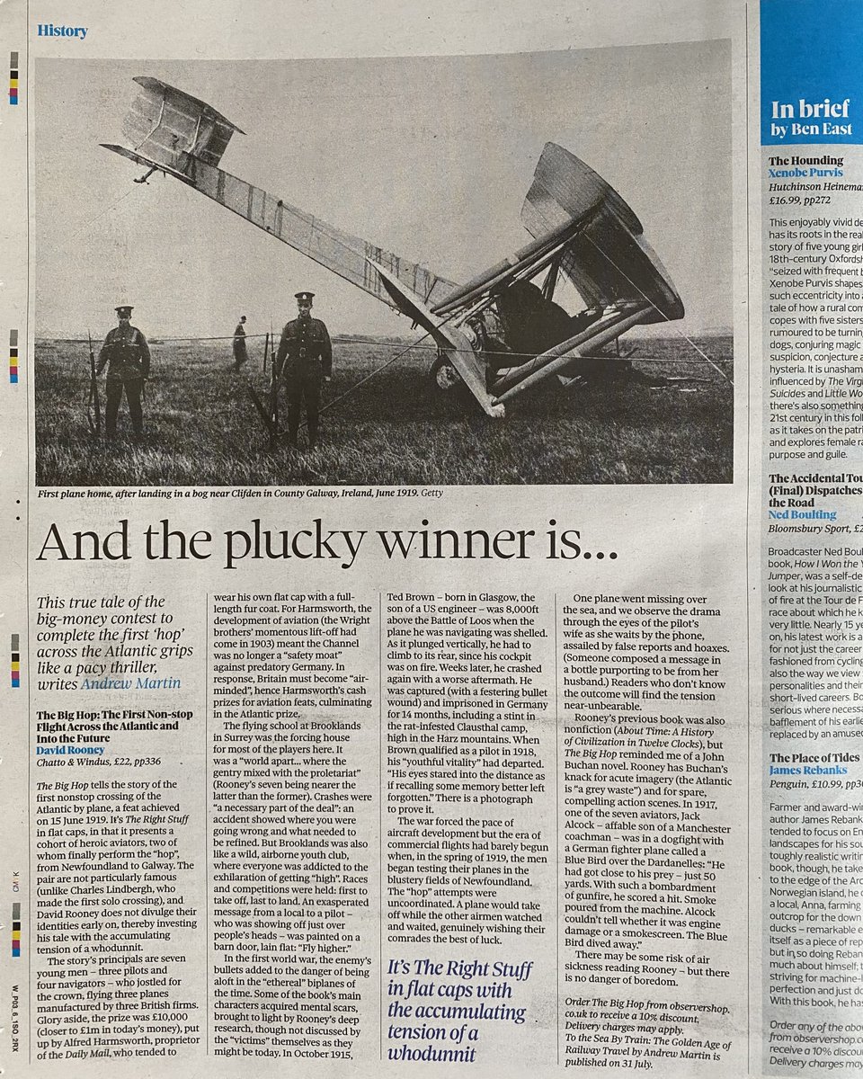 The Observer:

"grips like a pacy thriller"

"The Right Stuff in flat caps with the accumulating tension of a whodunnit"

"reminded me of a John Buchan novel"

"may be some danger of air sickness reading Rooney – but there is no danger of boredom"

observer.co.uk/culture/books/…

😊