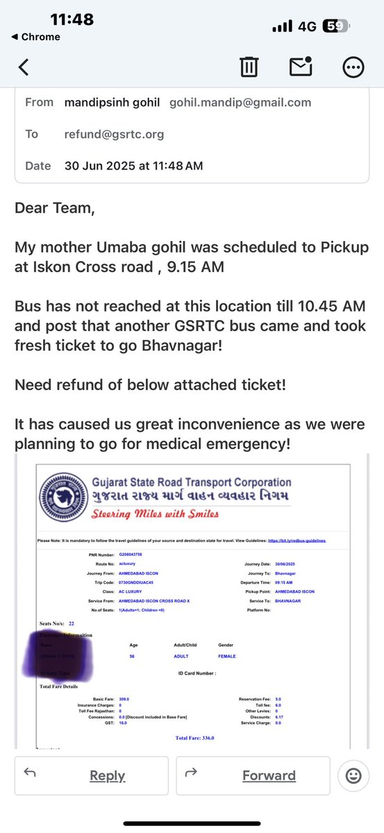 MandipVGohil's tweet photo. @GmGsrtc  @OfficialGsrtc @GSRTC_Gujarat 
Delayed by 2 hours and no response from any one! Such service dont help! https://t.co/VdTJEzJn87