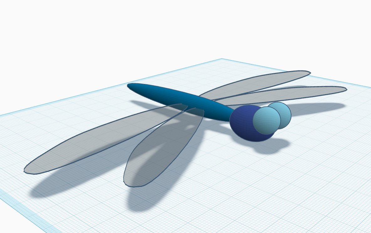 pomeranist's tweet image. #Thinkercad　で

&amp;gt;ï&amp;lt;

蜻蛉　Dragonfly

羽のソリッドを透明にしたら
それっぽくなって満足

#3D免疫療法