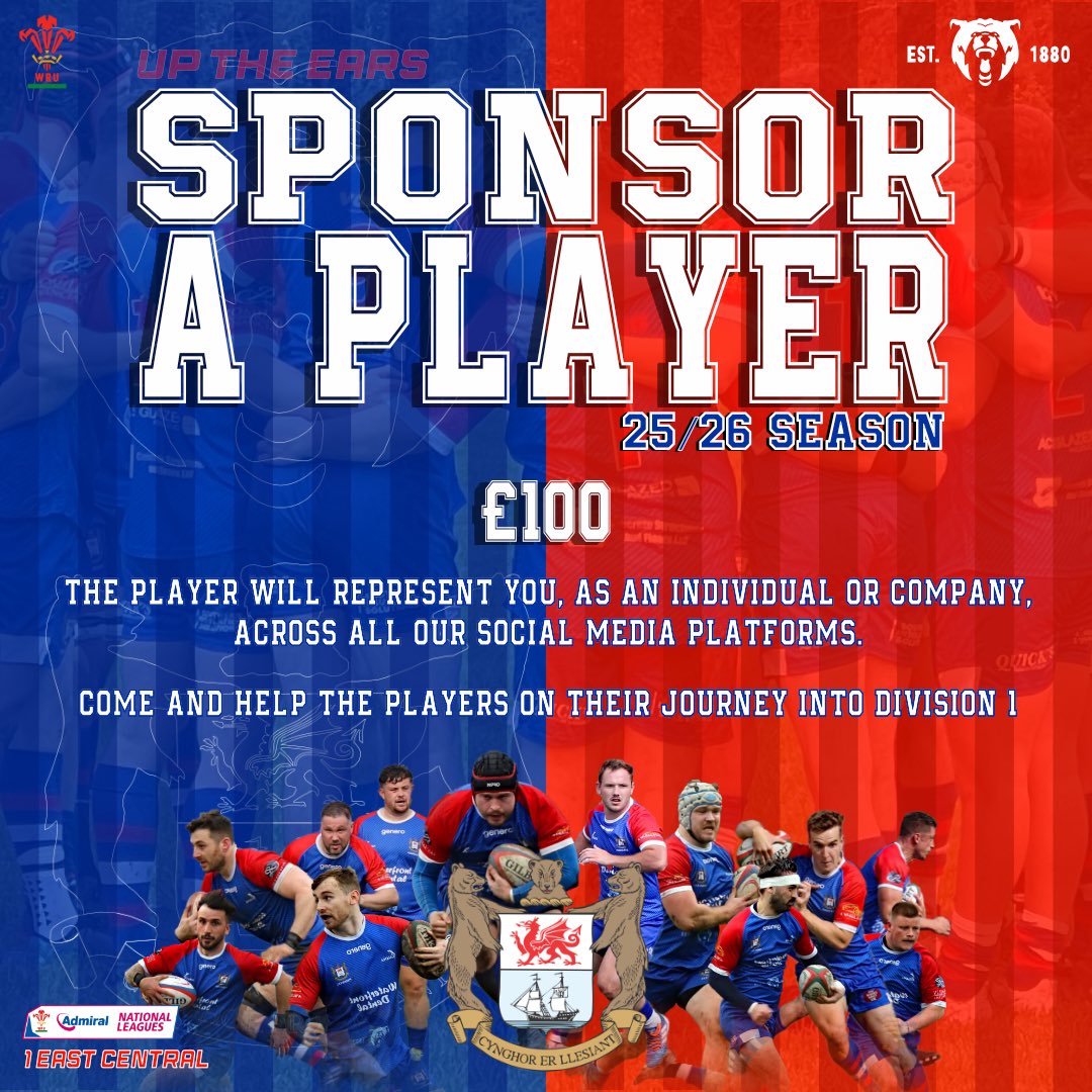 Player Sponsorship for the 25/26 is now available. 

Any company or person can sponsor a player  £100 for the season and we have plenty of players old and new that are looking for sponsorship so please get in touch.

#upthebears 🐻