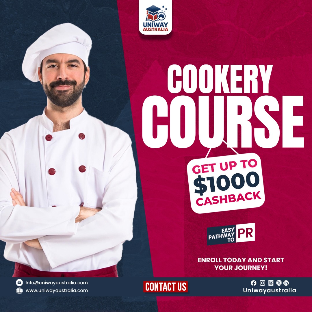 Uniwayaustralia's tweet image. 👨‍🍳 Passionate about cooking?
Turn your culinary dreams into a career with our Cookery Course in Australia! 🇦🇺

📩 info@uniwayaustralia.com | 🌐 uniwayaustralia.com

WhatsApp Link: wa.me/message/ESNXEN…
Form Link: forms.office.com/r/GMRL06bQKf

#CookeryCourse #StudyInAustralia
