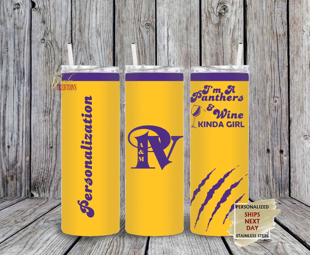 Vankecreations's tweet photo. Prairie View Tumbler, I'm A Panthers and Wine Kinda Girl, Purple and Gold Tumbler with Straw and Rubber Bottom, 20oz sublimation tumbler by VankeCreations https://t.co/nZbTIcdp1Y #VankeCreations #CustomGifts #VeteranOwned https://t.co/9xVlmUmTk3