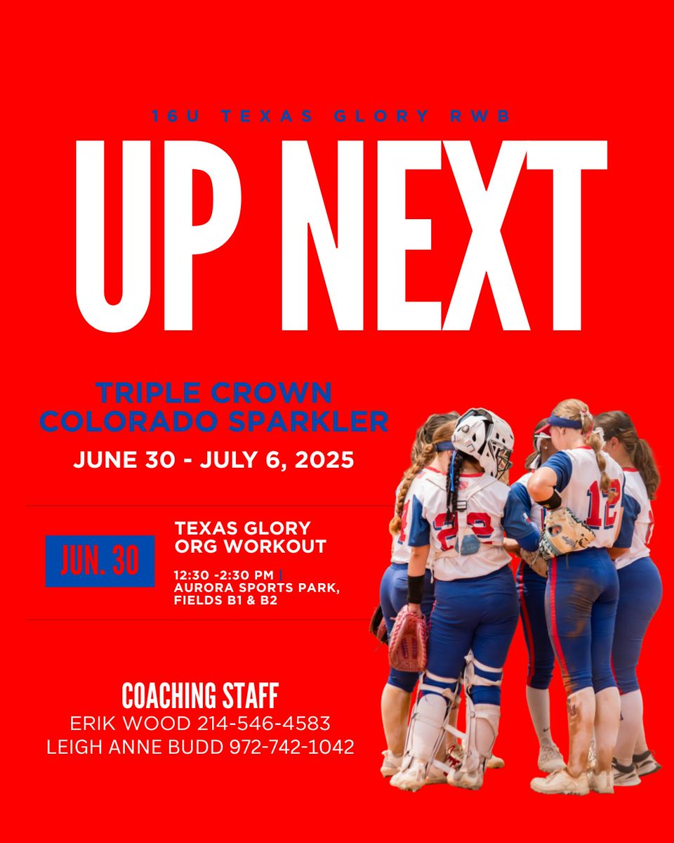 Look out Colorado! Our girls have arrived! Catch them showing off their skills at the Texas Glory Organizational Workout TOMORROW, Monday, June 30th from 12:30-2:30pm at Aurora Sports Park, Fields B1 &amp; B2!