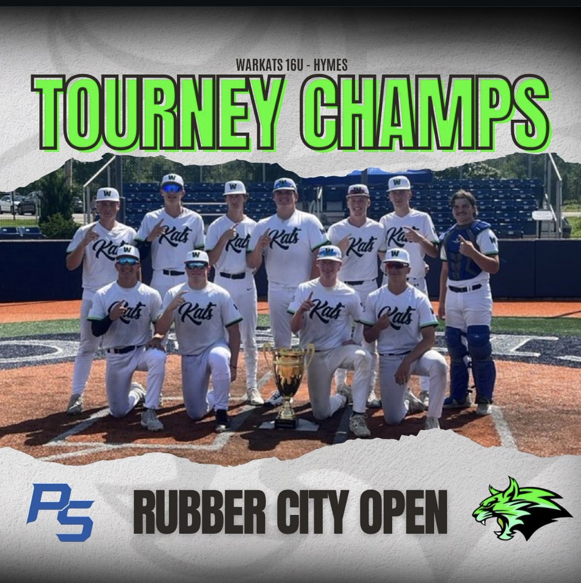 16U Hymes got it done this weekend!!! 

Two extremely gritty wins on this fine Sunday to win the Rubber City Open! Final scores of 6-5 and 11-9! 

G1: ‘27 Caleb Shelly: 2-3, 2B, RBI, R, SB
‘27 Grant Coblentz: 2-3, R, HBP
‘27 Trevor Burick: 2-3, RBI

G2: ‘27 Ty Degeorge: 2-2, 2B,
