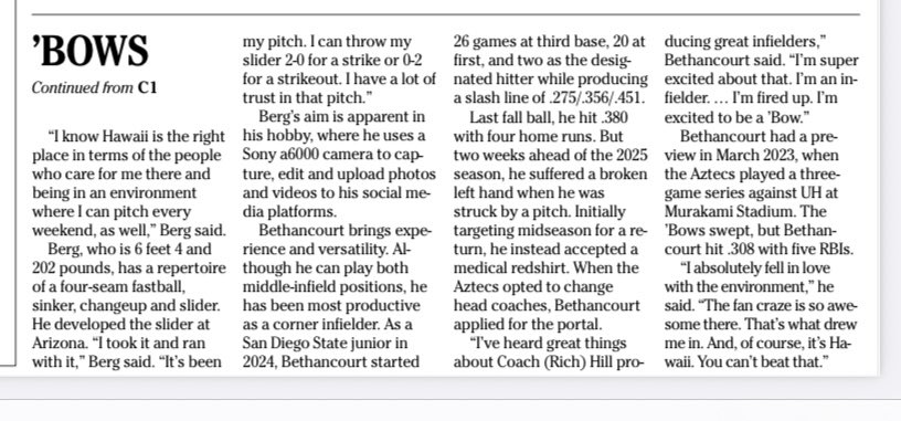 ICYMI: <a href="/HawaiiBaseball/">Hawaii Baseball</a> gets commits from Arizona LHP <a href="/jackberg30/">Jack Berg</a> and San Diego State corner infielder Tino Bethancourt #HawaiiBaseball